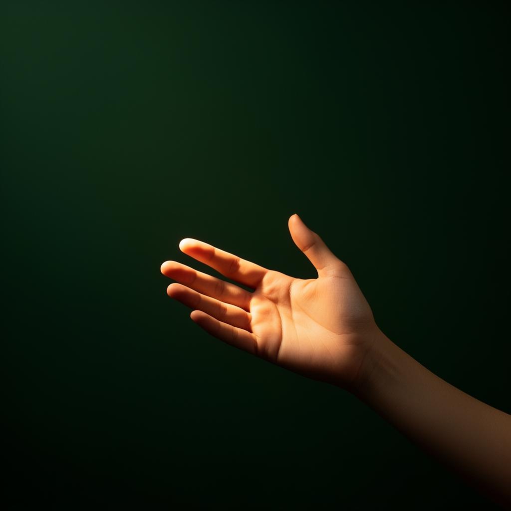 Hand greift dem Licht entgegen